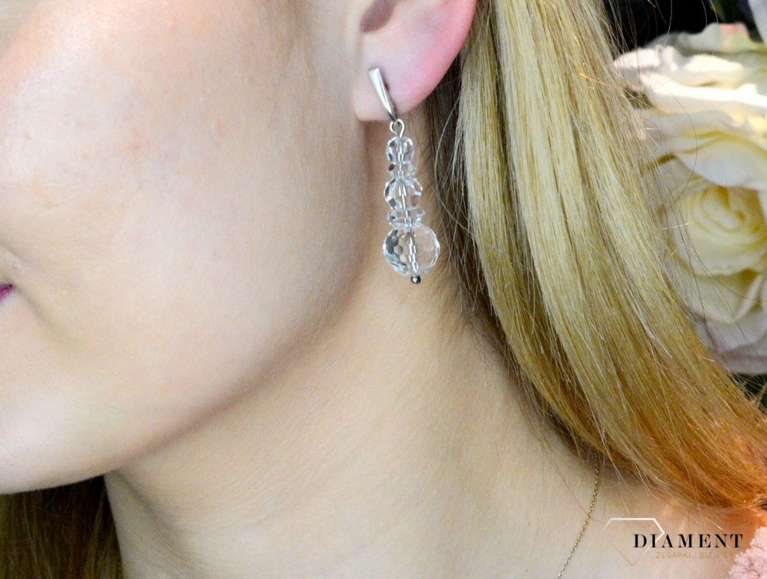 Srebrne kolczyki wiszące z kamieniem Swarovskiego KR2 559..jpg